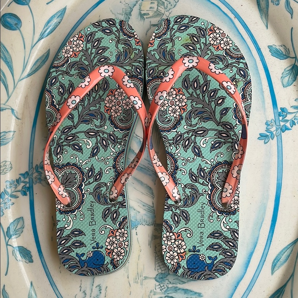 Vera Bradley Orange and Blue Sandals with Floral Design - Picture 1 of 5